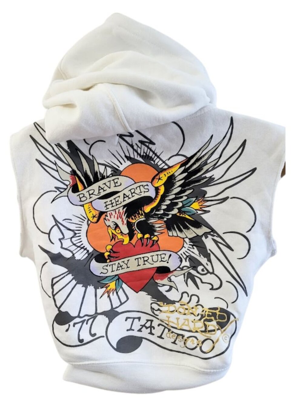 ED HARDY Y2K White Tattoo Graphic Cropped Zip-Up Hoodie Vest - Women's M - Picture 4 of 6